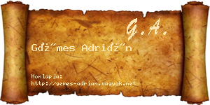 Gémes Adrián névjegykártya